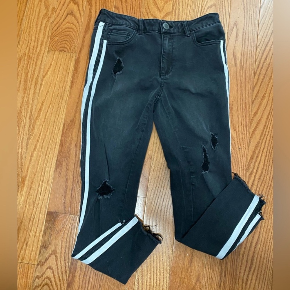 Boom Boom Jeans Black with White Stripes Jeans Size 7